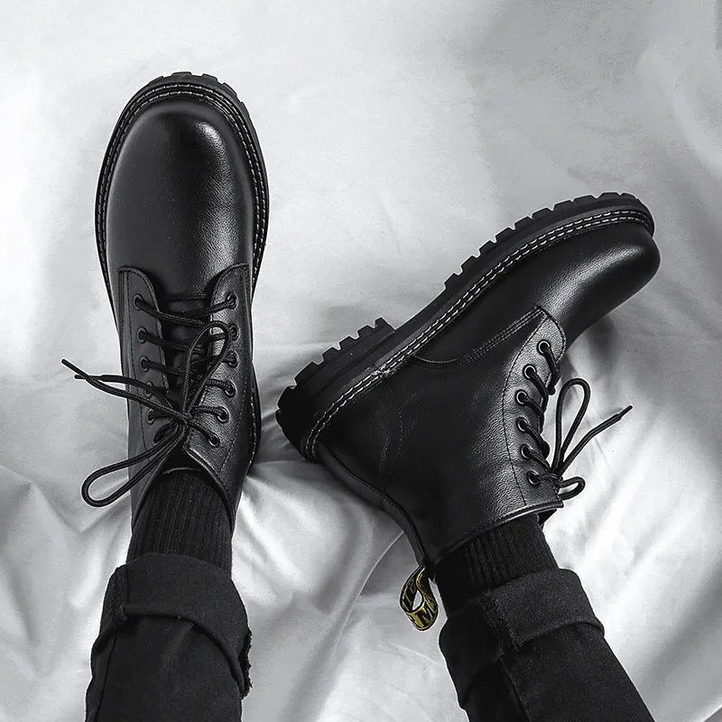 Martin  Men's High-top Black Leather Boots