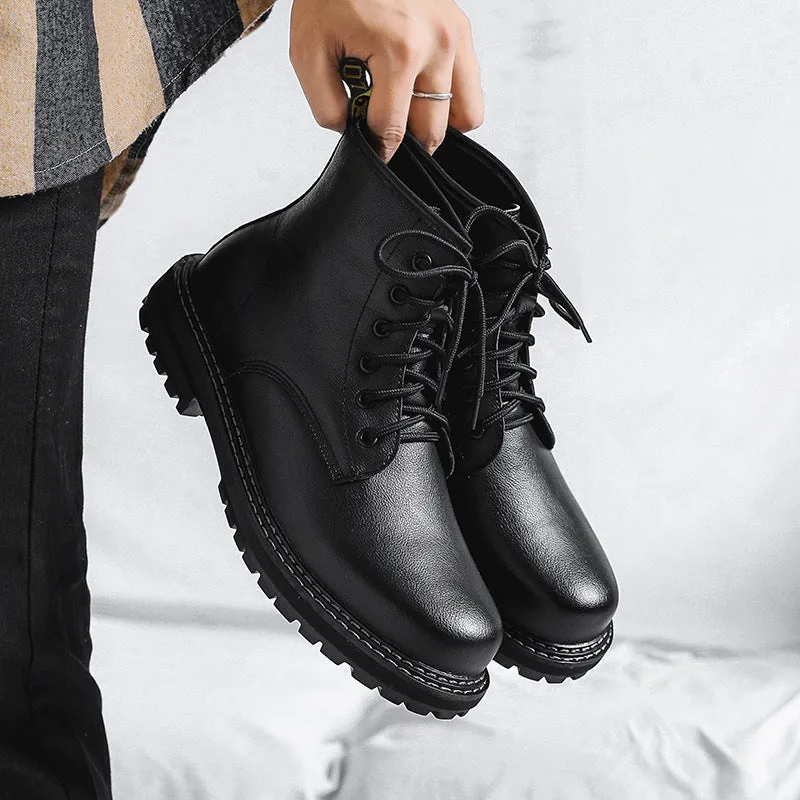 Martin  Men's High-top Black Leather Boots