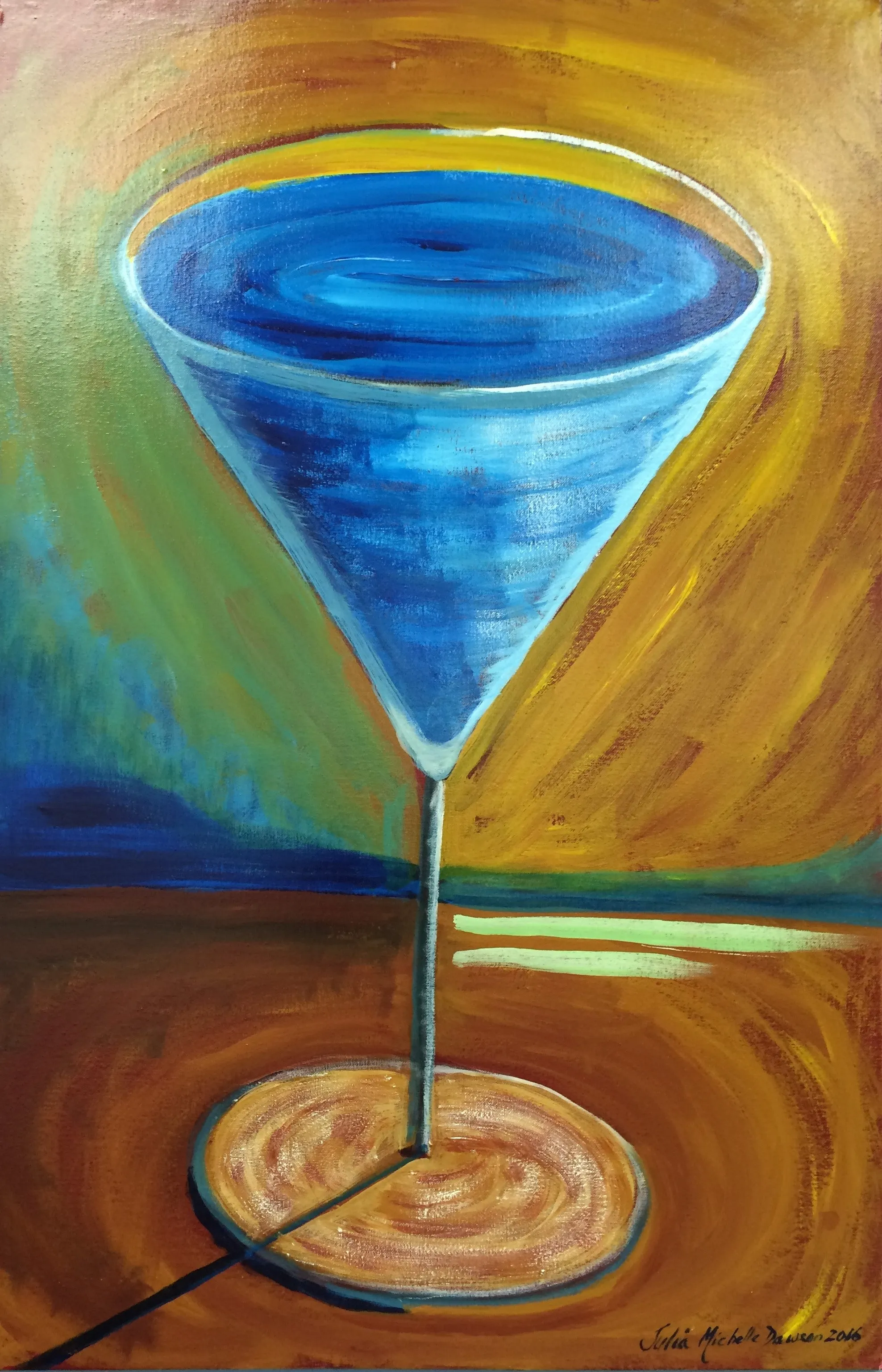 Martini Glass Painting - "Blue Lagoon"