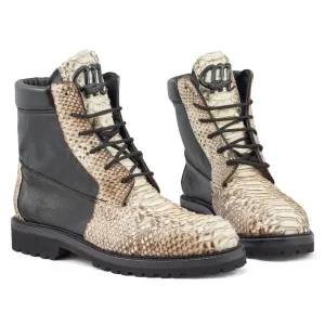 Mauri- "4949/1" Black/Natural Python Combat Boots