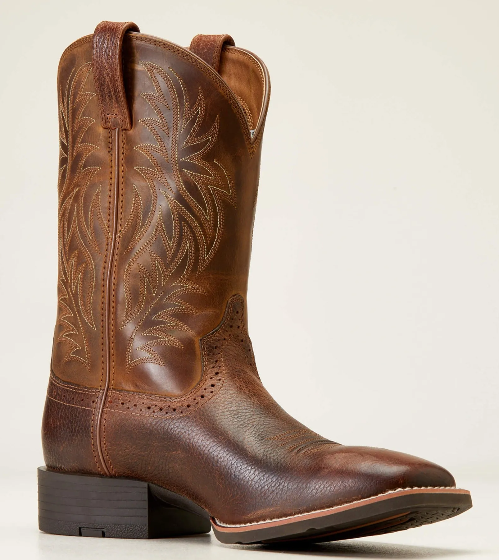 Men's Ariat Sport Fiddle Brown, Pull On Western, Square Soft Toe Boot