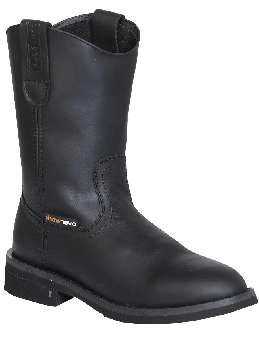 Men's Bovino Grasso Leathe Soft Toe Work Boots 'Overwork' Black Color 124725