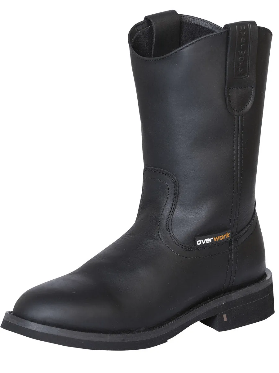 Men's Bovino Grasso Leathe Soft Toe Work Boots 'Overwork' Black Color 124725