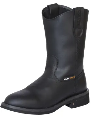 Men's Bovino Grasso Leathe Soft Toe Work Boots 'Overwork' Black Color 124725