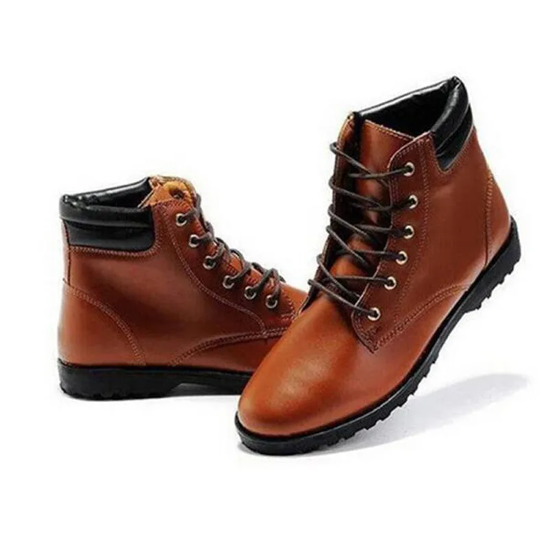Men's Fashion Solid Korean Style PU Leather Boots Male Casual Pointed Toe Comfortable Boots XMB014