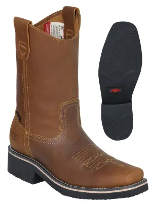 Men's Genuine Leather Soft Toe Pull-On Tube Rodeo Work Boots 'Stable' Mango 41530