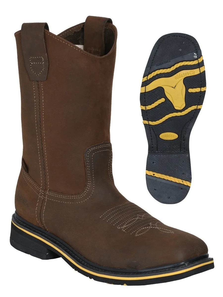 Men's Genuine Leather Steel Toe Work Boots 'Establo' TAN 41544