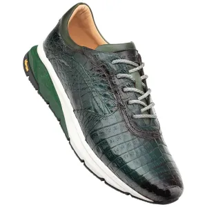 Men's Quevedo  Forest/Green Genuine Crocodile Exotic Sneaker By Mezlan Made In Spain Brand