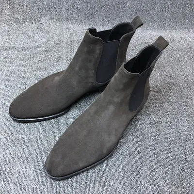 Men's Short Boots Vintage High-top Leather Shoes Martin Boots
