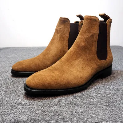 Men's Short Boots Vintage High-top Leather Shoes Martin Boots