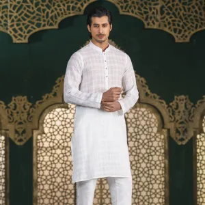 Mens White Shank Button Panjabi
