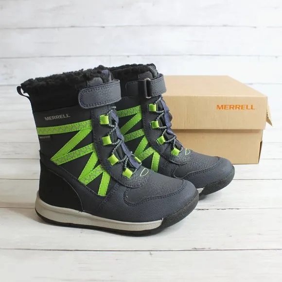 Merrell Boys Winter Snow Boots Toddler Size 9 Navy Black Gray Lime Green
