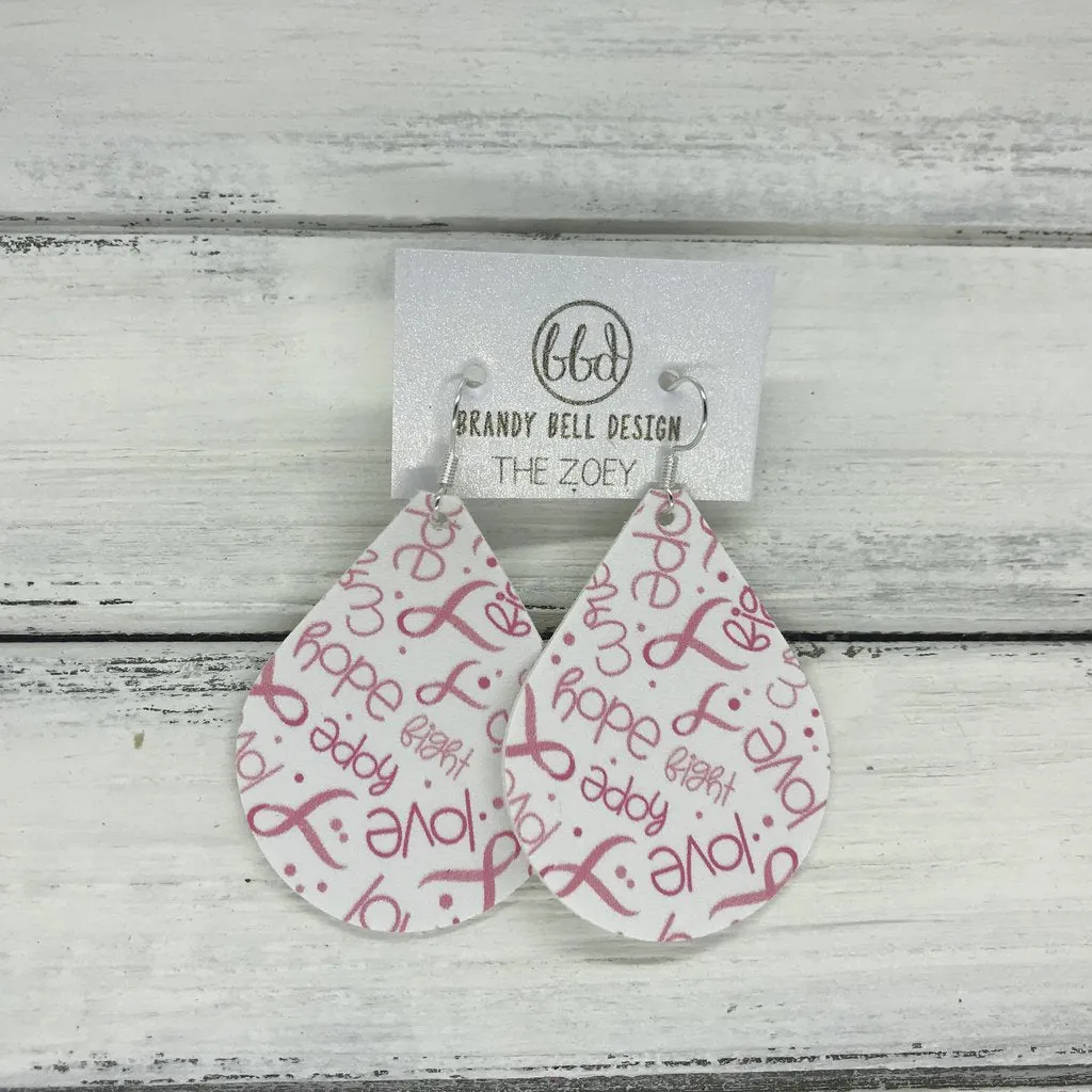 Mini Zoey Teardrop Earrings (Breast Cancer Awareness Ribbon)