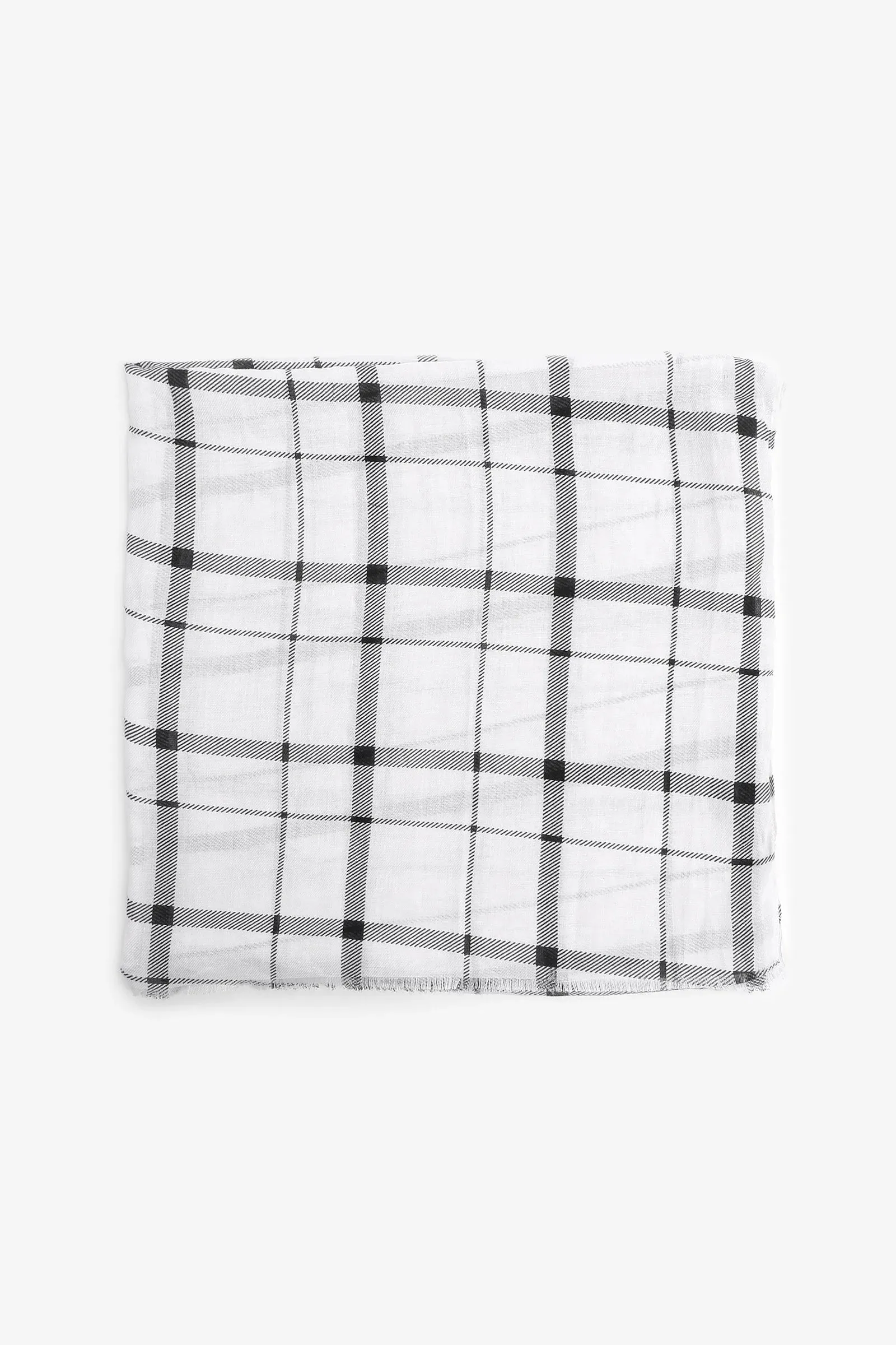 NEW Ardene Plaid Lightweight Scarf, White Black