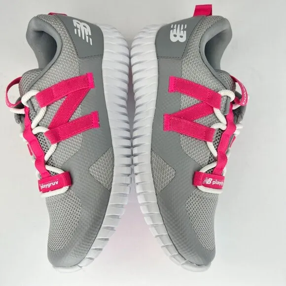 New Balance Girls OTPGRVAD Gray Pink Playgruv V2 Low Top Size 4 Bungee Shoes