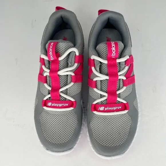 New Balance Girls OTPGRVAD Gray Pink Playgruv V2 Low Top Size 4 Bungee Shoes
