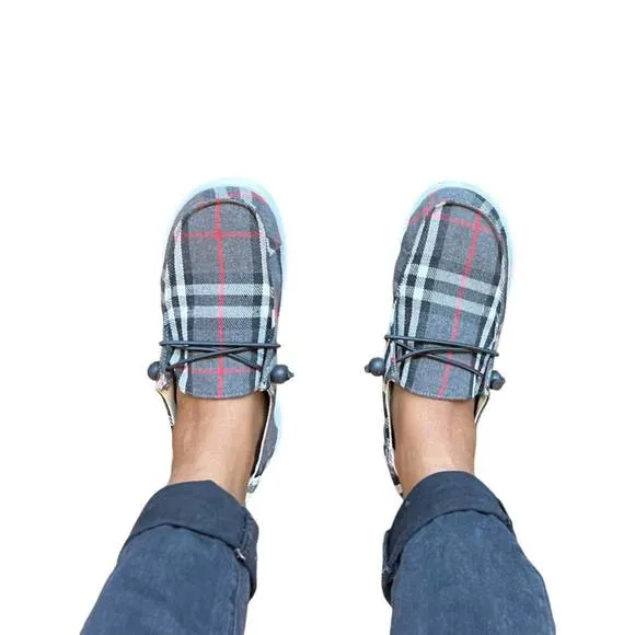 NEW CORKYS FOOTWEAR plaid kayak shoe in grey