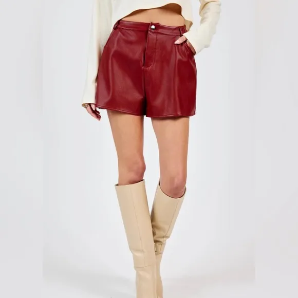 Night vision faux leather shorts