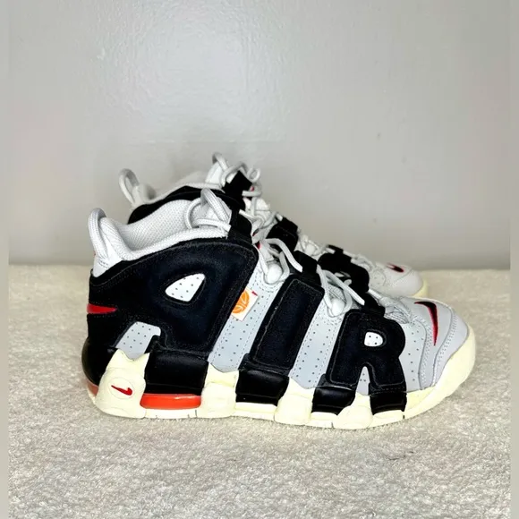 Nike Air More Uptempo Hoops (GS) Shoes Off-White Black Orange- Size 7Y