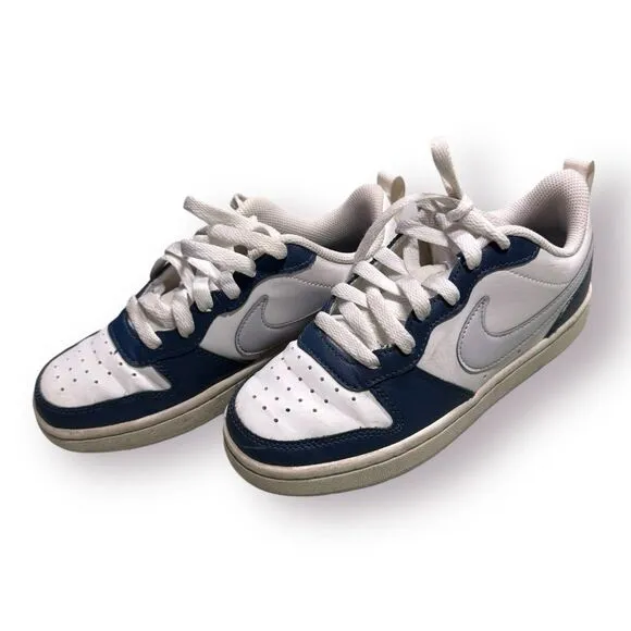 Nike Court Borough Low 2 (GS)‎ White/Navy Sz 3.5Y BQ5448 107
