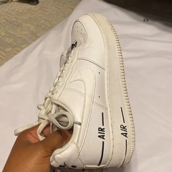 NIKE DOUBLE AIR FORCE 1 COLOR BLACK WHITE MENS SIZE 8 SNEAKERS