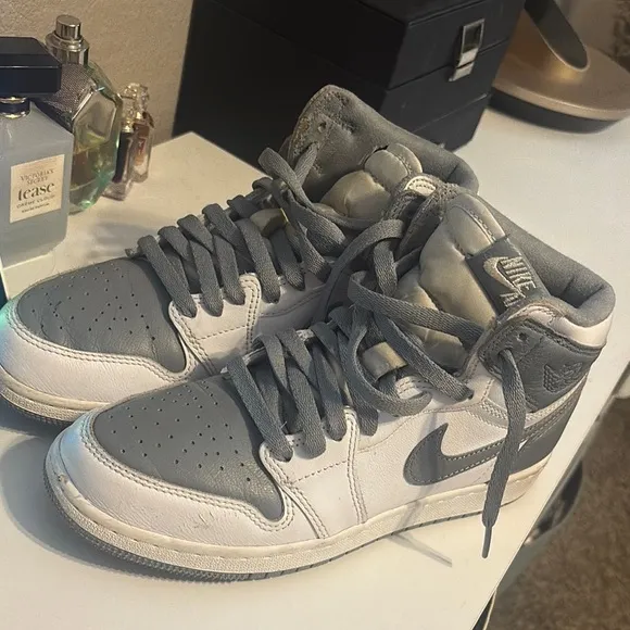 Nike Gray and White High-Top Sneakers