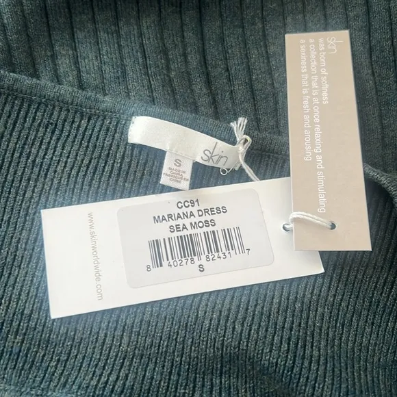 NWT Skin Mariana Midi Dress Cotton Cashmere Blue Green Size Small Reg. $350