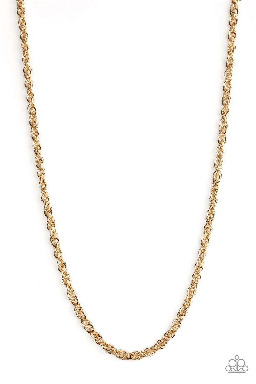Paparazzi " Lightweight Division " Men's Gold Classic Round Cable Chain Link Necklace