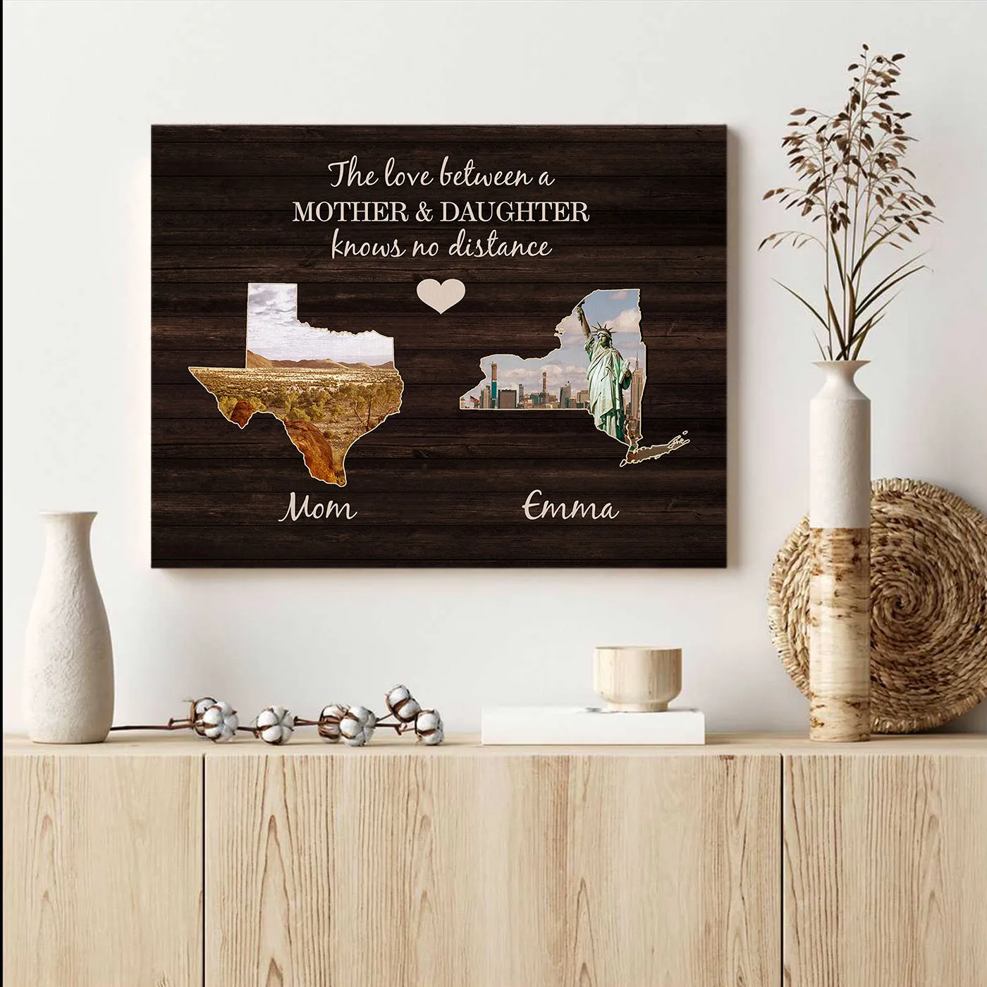 Personalized Long Distance Family Canvas Wall Art From Daughter From Son