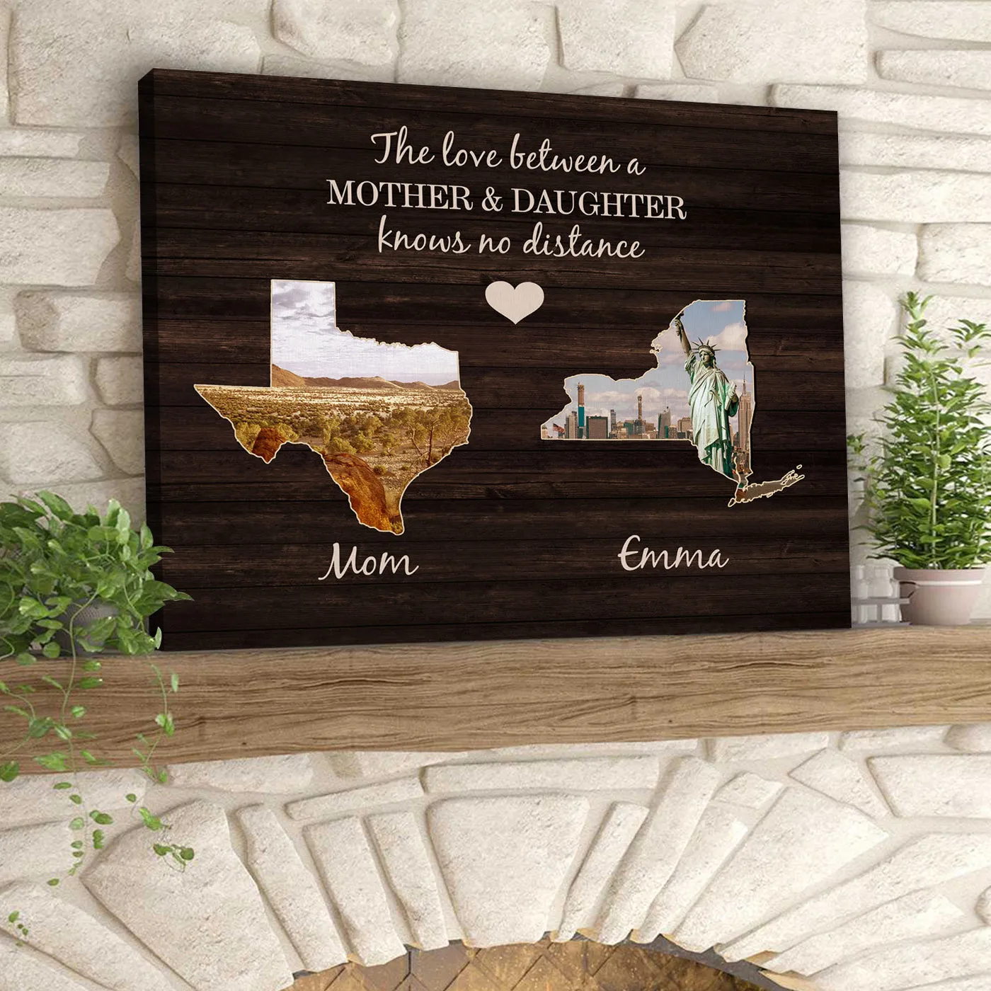 Personalized Long Distance Family Canvas Wall Art From Daughter From Son