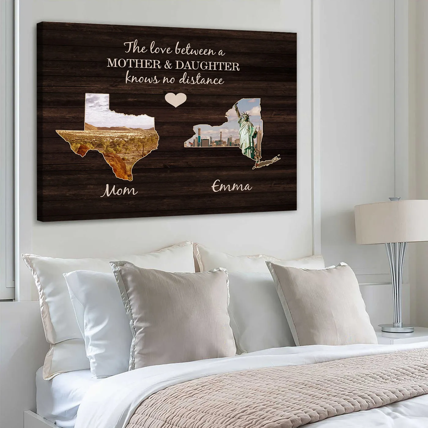 Personalized Long Distance Family Canvas Wall Art From Daughter From Son
