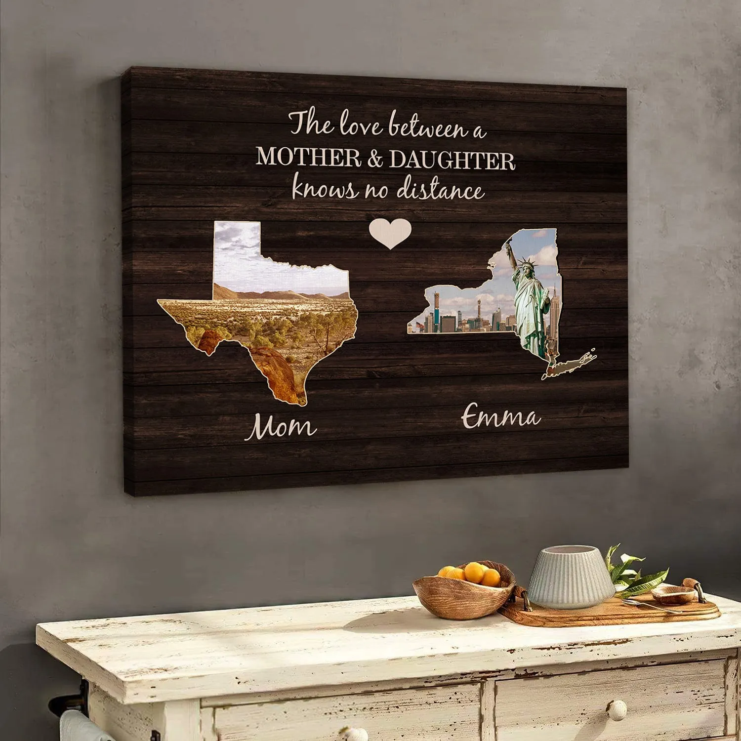 Personalized Long Distance Family Canvas Wall Art From Daughter From Son