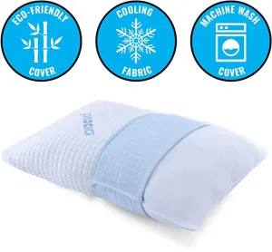 Plixio Bamboo Shredded Memory Foam Bed Pillow for Sleeping - Hotel Quality Hypoallergenic Firm Cooling Gel Pillow (QueenSize)