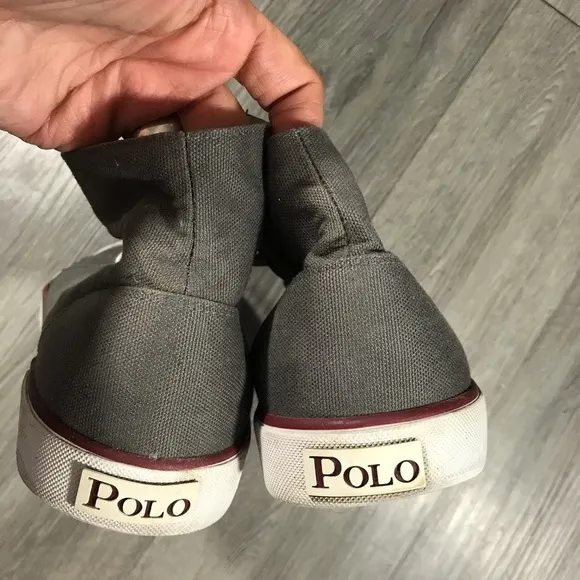 Polo Ralph Lauren Gray Canvas Insignia High Top Sneakers size 10