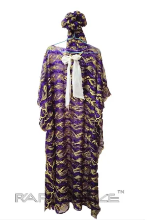 Purple Lace Caftan Extra Long Maxi Gown
