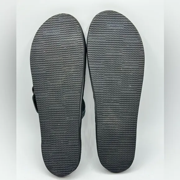 Rainbow 'Flirty' Braided Leather Flip Flop Black XL (8.5-9.5)