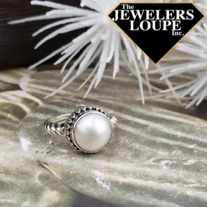 Samuel B. Sterling Silver White Mabe Pearl Ring, Size 7.5 (97469)