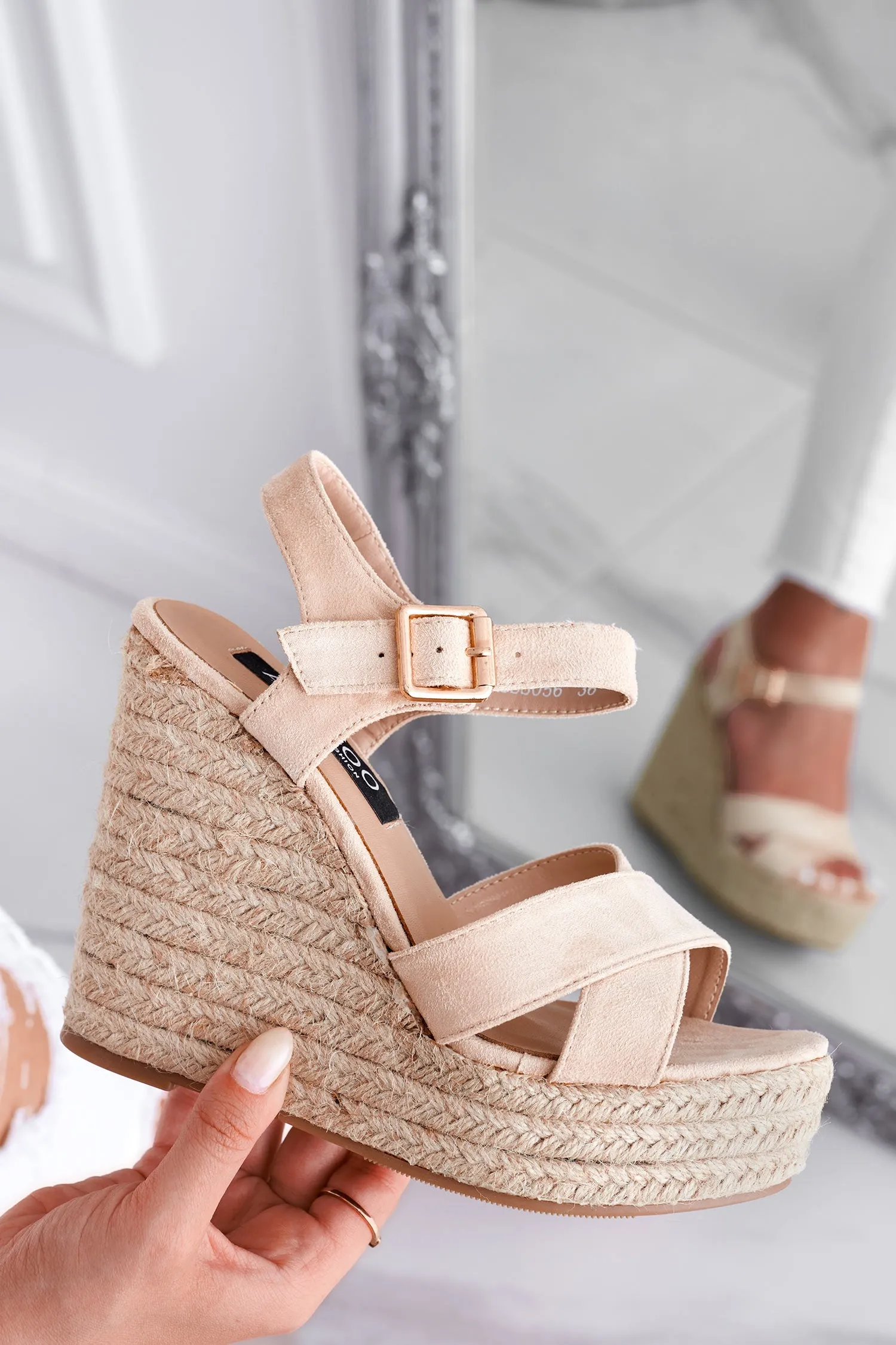 Sandali espadrillas Alexoo beige con zeppa