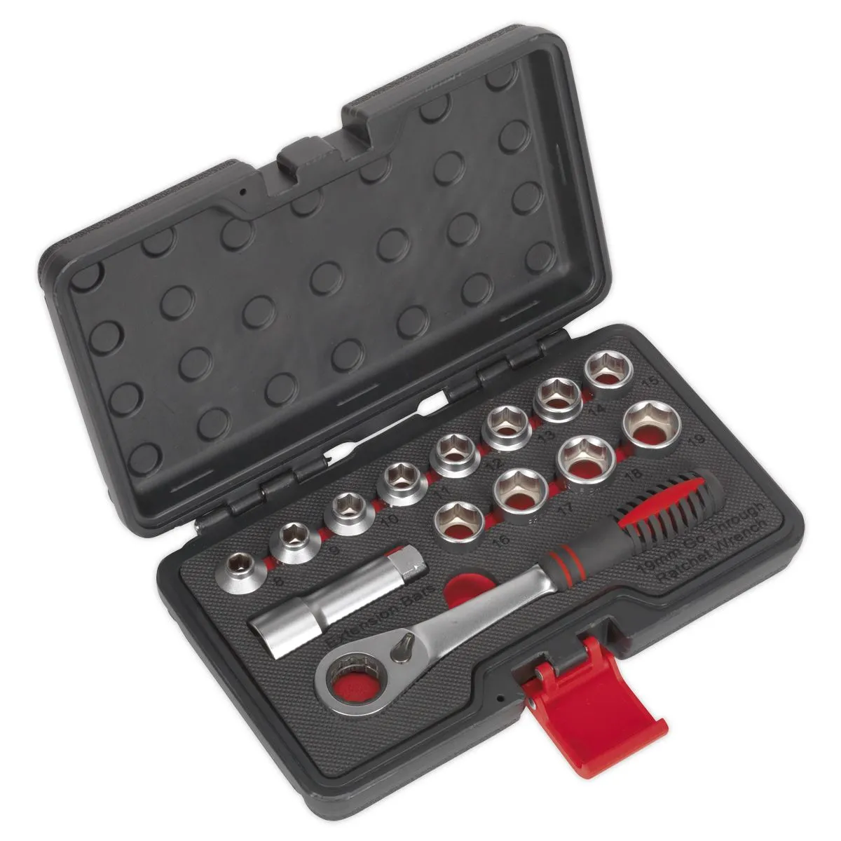 Sealey Premier 14 Piece Low Profile Go Through Socket Set 8-19mm