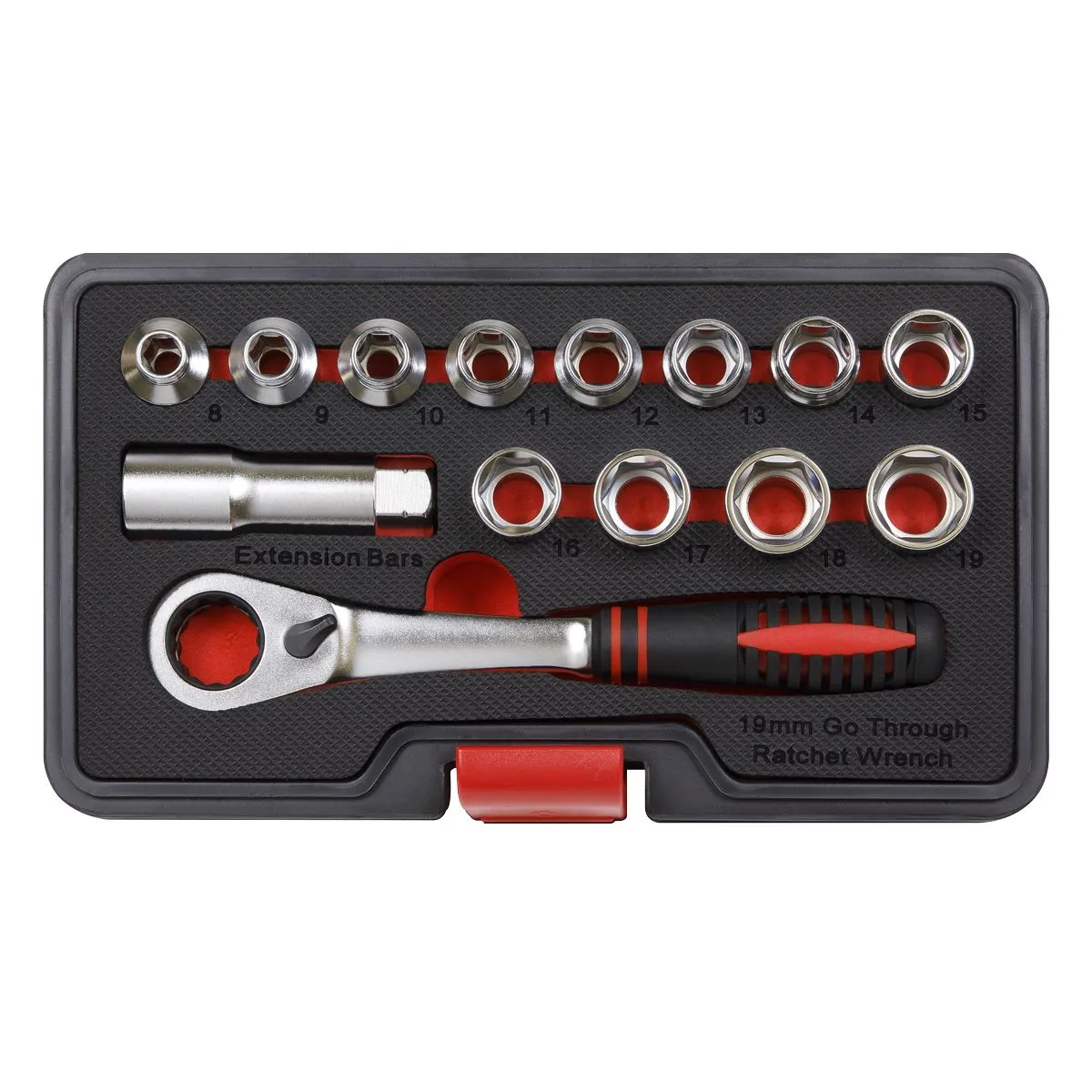 Sealey Premier 14 Piece Low Profile Go Through Socket Set 8-19mm