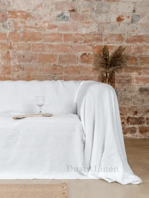 Seamless linen couch cover in White color (density 175 g/m2)