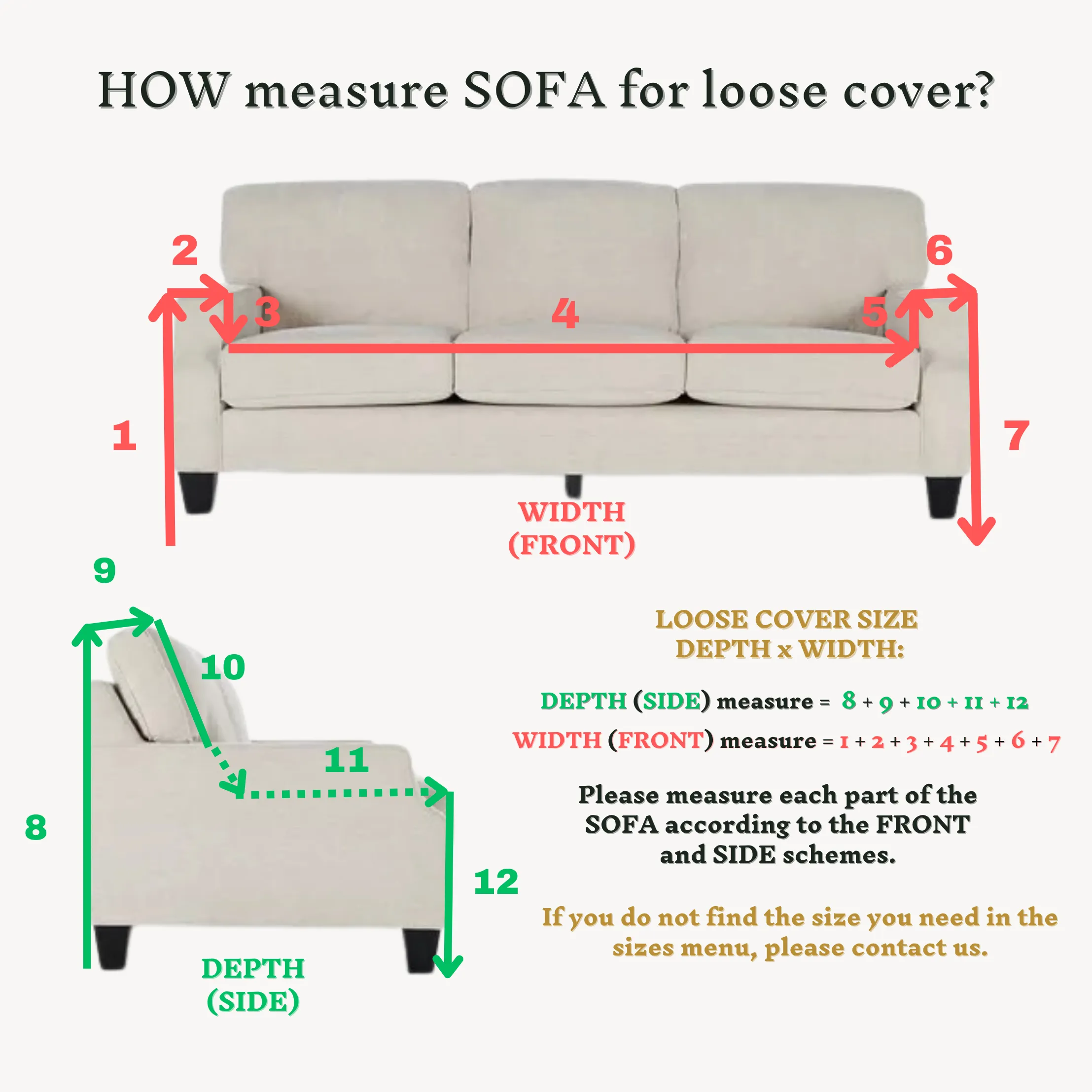 Seamless linen couch cover in White color (density 175 g/m2)