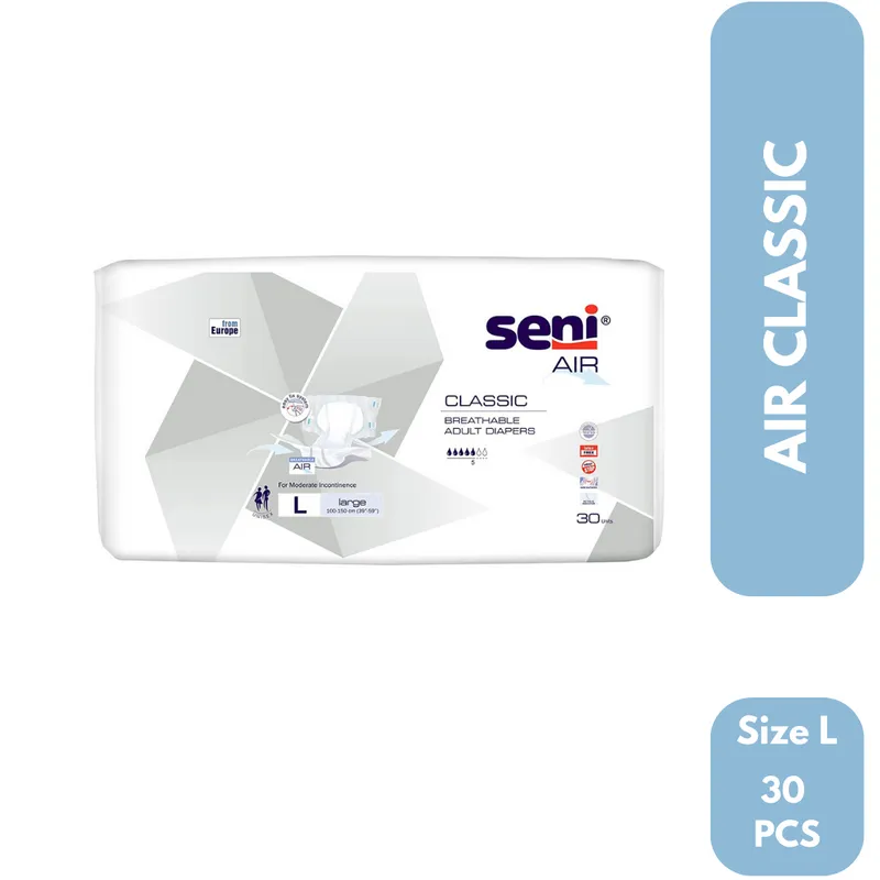 SENI Air Classic Breathable Adult Diapers (Large) 30 Piece