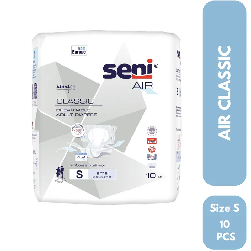 SENI Air Classic Breathable Adult Diapers (Small) 10 Piece