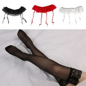 Sexy Lace Top Thigh-High Stockings with Garter Belt