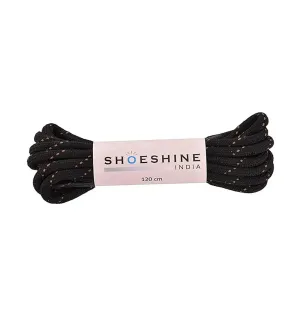 SHOESHINE Shoe Lace (1 Pair) 4mm Black with Beige Dot Round Shoelace & Boot Laces