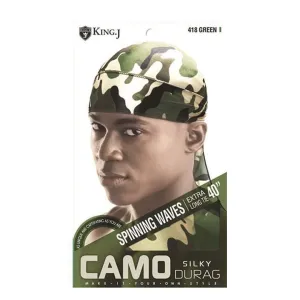 Silky satin Durag- Camo Green