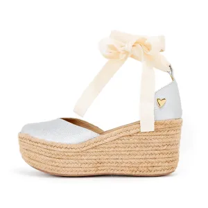 Silver Leather Espadrilles - Low High