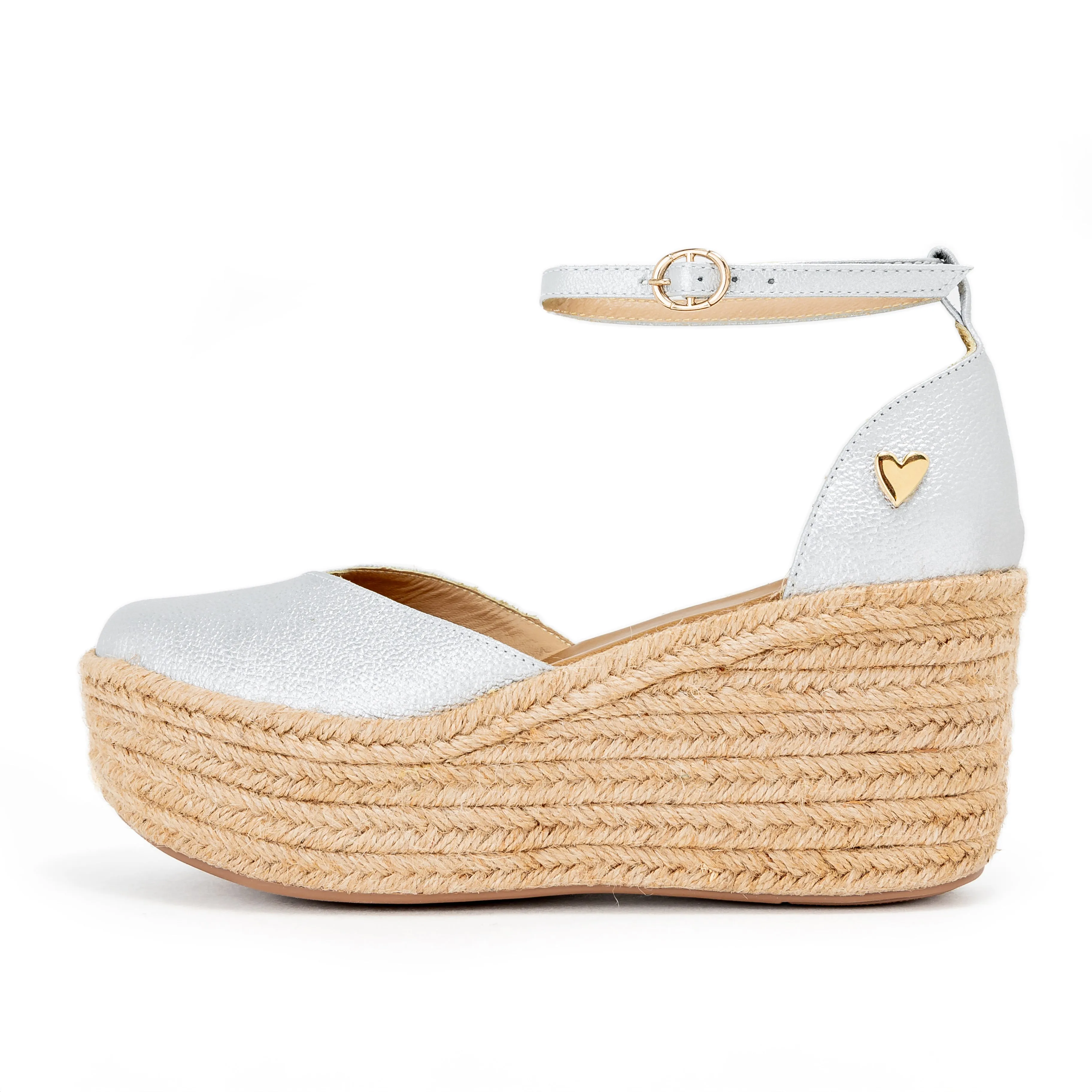 Silver Leather Espadrilles - Low High