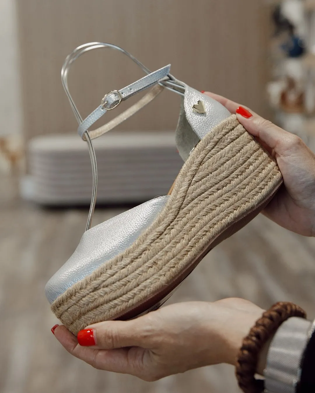 Silver Leather Espadrilles - Low High